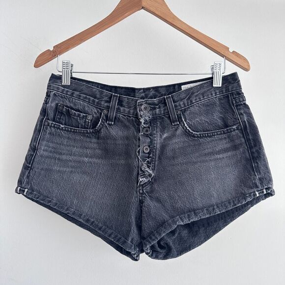Rag & Bone Jean Shorts Womens 27 Black Mid Rise Exposed Button Fly Festival - Picture 5 of 15